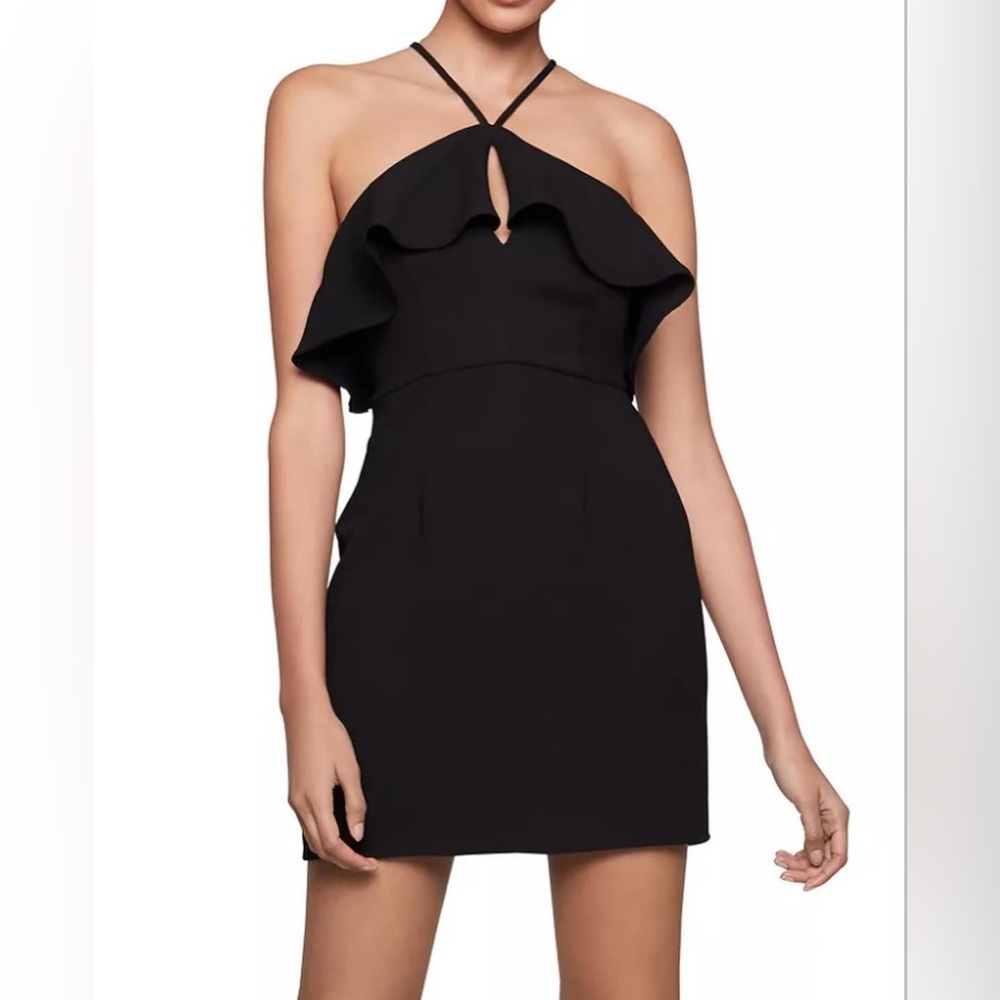 Bcbgeneration Black Ruffle Halter Mini Dress - image 1